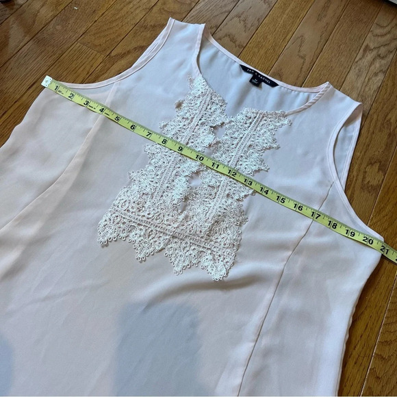 Zac & Rachel Women Top M Pink Blush Lace Embroidery Panel Front Sleeveless Sheer - Picture 12 of 15